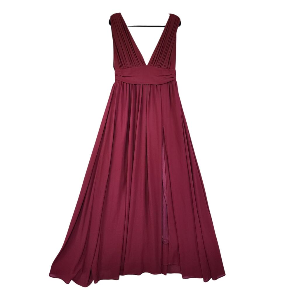 Lulus Womens Heavenly Hues Maxi Dress Size Large Red Bridesmaid Chiffon Goddess - Picture 2 of 11